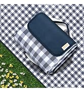 SAMSIER Outdoor Picnic Blankets Waterproof Foldable, Large Beach Blanket Sandproof, Gingham Picni...