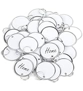 Uniclife Metal Rim Key Tags 1.5 Inch Round Key Chain Tags Writable White Paper Labels with Metal ...