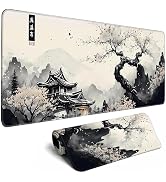 Japanese Desk Mat Cherry Blossom Large Mouse Pad Gaming Mousepad Extended XL Keyboard Mat Compute...