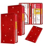 Bling Car Registration and Insurance Holder, PU Leather Vehicle Glove Box Organizer Wallet Case O...