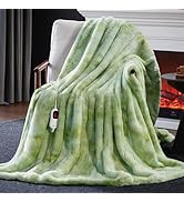 Guohaoi Heated Electric Blanket Throw, Soft Faux Rabbit Fur Heating Blanket with 10 Heating Level...