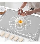 Silicone Baking Mat 28" x 20", Extra Thick Dough Rolling Mat with Measurements and Edge Heighteni...