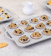 Vnray 3Pcs Silicone Muffin Pan 6, 12 and 24 Cup with Metal Frame, Non Stick Jumbo Cupcake Pan wit...