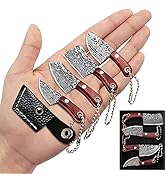 STARDW Damascus Pocket Knife Set Mini Chef Knife EDC Knife Set Tiny Knife Cleaver for Package Ope...