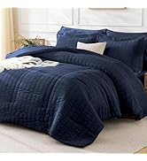 FreshCulture Comforter Set Seersucker 5 Pieces, All Season Bedding Set Twin XL, Bed in a Bag Comf...