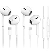 2 Pack-USB C Headphones for iPhone 17/16/15 Pro Max Plus Type C Earbuds with Microphone & Remote ...