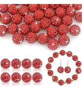 Rhinestone Beads 12mm for Jewelry Making - 50pcs Bling Sparkle Clay Beads for Friendship Bracelet...