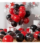 Sulalaboo Metallic Red and Black Balloons 12Inch 73PCS Black Red Confetti Latex Balloons Shiny He...