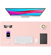 Yuwiiuuo Leather Desk Pad Protector, Office Desk Mat, Large Mouse Pad, Non-Slip PU Leather Desk B...