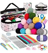 Coopay Crochet Kit for Beginners, 71PCS Crochet Starter Kit with 16 Colors Crochet Yarn & Instruc...