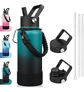 BJPKPK 32oz Insulated Water Bottles with 3 Lids, Paracord Handle & Non-slip Boot, Stainless Steel...