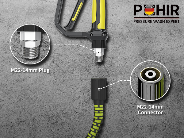Pressure washer gun hose M22-14mm plug