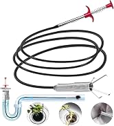 118-Inch Flexible Drain Snake with 4-Claw Grabber for Deep Clogs & Items | Extra-Long Reach • Spr...