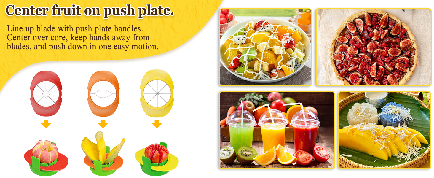 Fruit Cutter Slicer, 4 in 1 Apple Slicer with Vegetable Peeler & Cleaning Brush Mango Cutter