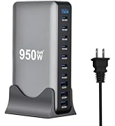 950W USB C Fast Charger Block, 10 Ports GaN IV Pro USB Chagring Station, 140W PD QC HUB for Multi...