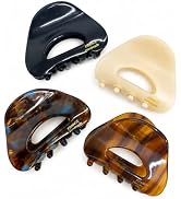 4 Pack Semi Round Acetate Hair Claw Clips for Women, Hollow Half Up Shark Clips, Simple Small Hai...