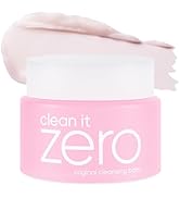 Text reads 'clean it zero'. Pink cosmetic container with cream product smear shown above it demonstrating texture.