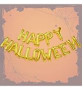 Gold Halloween Balloons Happy Halloween Balloons Banner Halloween Letter Balloons for Trick or Tr...