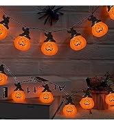 Halloween Wizard Hat Pumpkin Lights, 8.5Ft Halloween Decorative String Lights with 10 Cute Hooded...