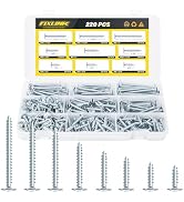 220 PCS Truss Head Zinc Wood Screws Assortment Kit,FIXLINK High Hardness Wood Screws Set, Phillip...