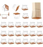CHUNZEXI 32 Pack Square Chair Leg Floor Protectors for Hardwood Floors, Silicone Felt Covers Pads...