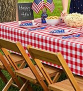 misaya 8 Packs Buffalo Disposable Table Cloth, 54 x 108 Inch Waterproof Plastic Tablecloth, Recta...