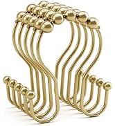 AmazerBath Shower Curtain Hooks, Shower Curtain Rings, Metal Gold Shower Curtain Hooks Rust Proof...
