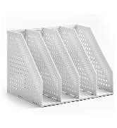 EZWORK Collapsible Magazine File Holder, Desk File Organizer with 4 Vertical Compartments