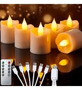 6 Pack Rechargeable Flameless Candles with Remote Timer, USB Charging Cable | 1.5" x 2" Tea Light...
