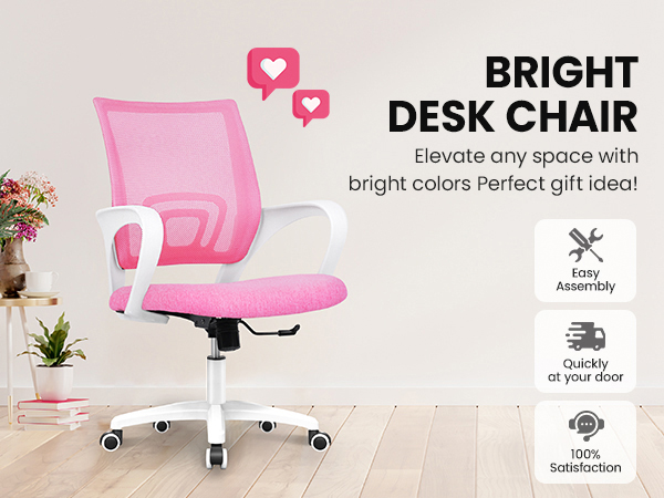 Office chair with supportive mesh back, lumbar support