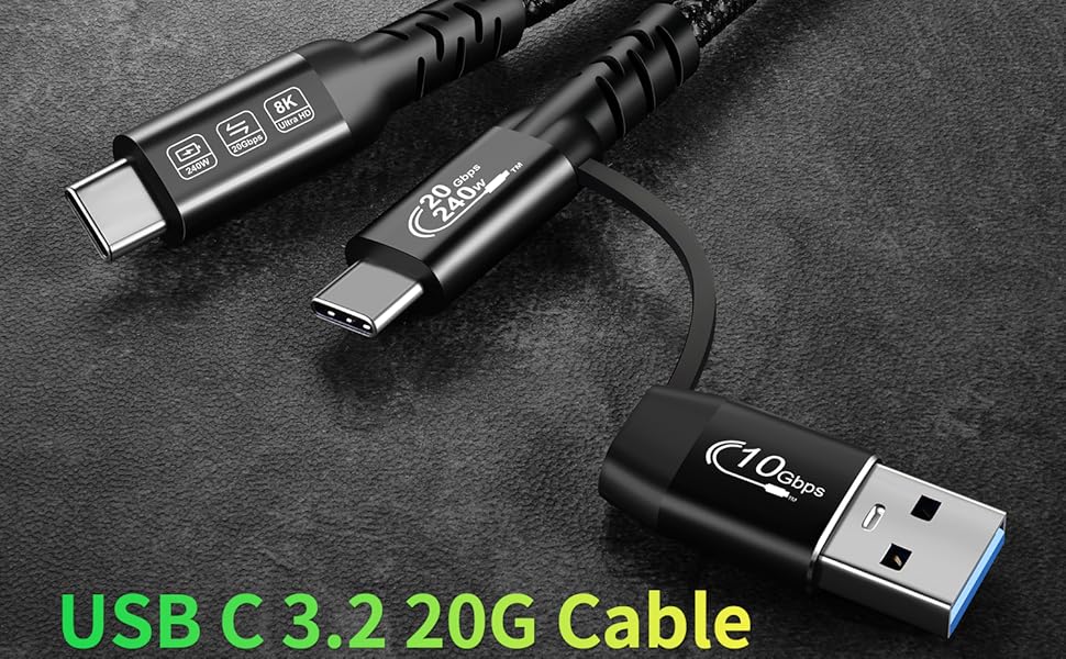 chenlenic USB C Cable thunderbolt cable type c cable usb cable 2in1 4k 3.2 8k usb c 4 cable 20g ssd