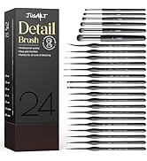 JusArt 24-Piece Detail Paint Brush Set, Miniature Paint Brushes for Models, Acrylic Oil Watercolo...