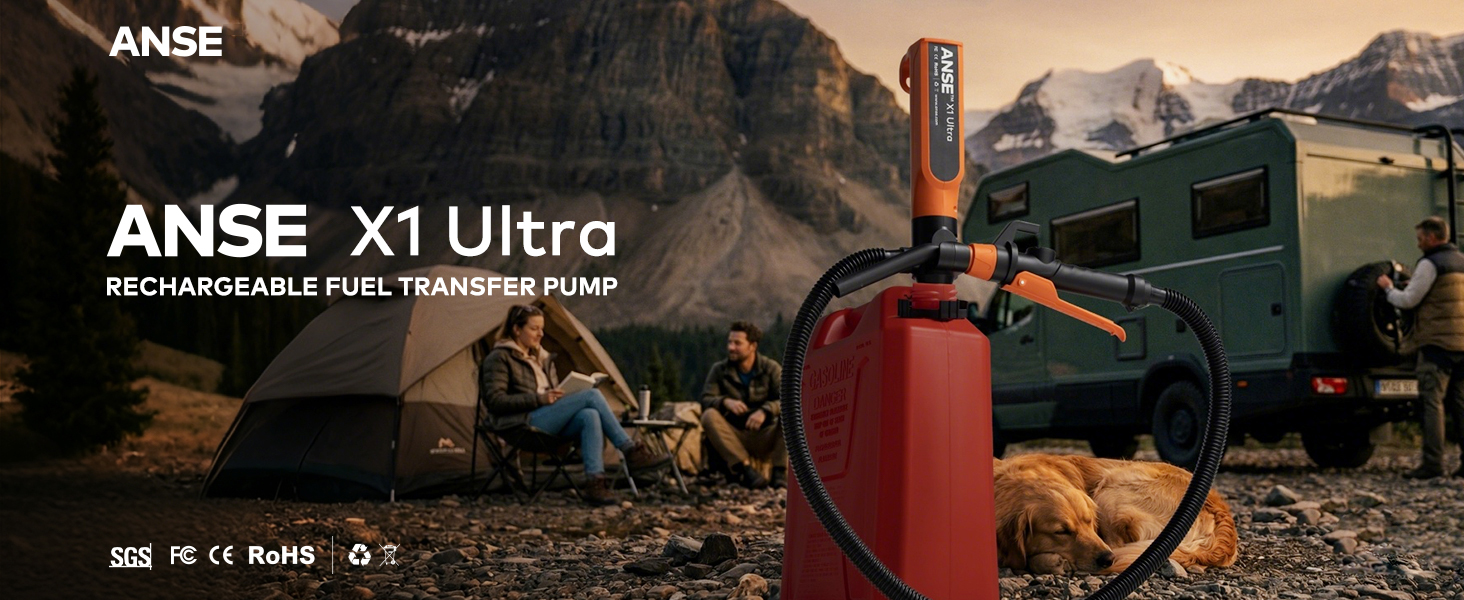 Portable Cordless Fuel Transfer Pump ANSE X1 Ultra for Camping
