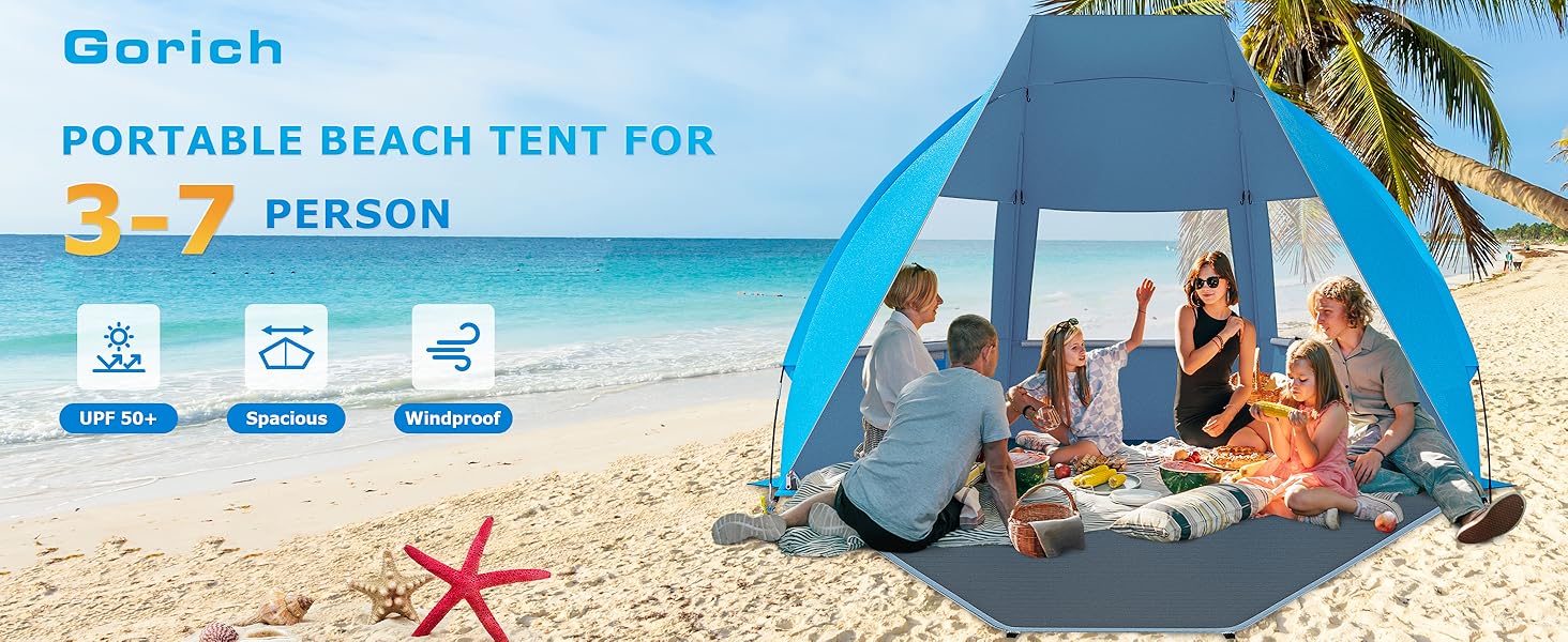 portable beach tent with 5 sandbags
