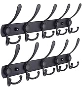 Dseap Coat Rack Wall Mounted - 5 Tri Hooks, Heavy Duty, Stainless Steel, Metal Coat Hook Rail for...