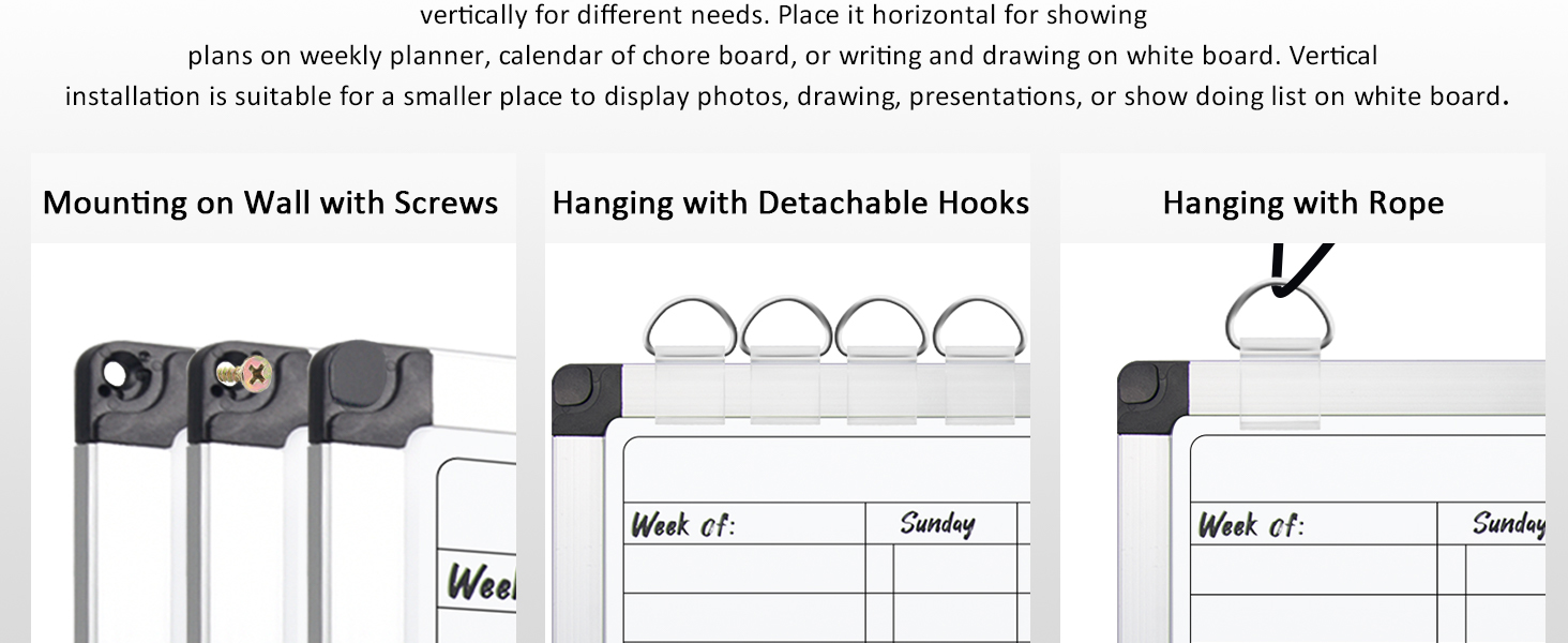 Chore Chart and Whiteboard can be hung on wall Vertically and hohorizontally