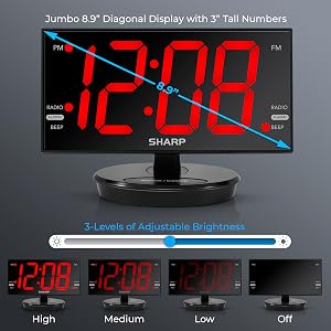 mirror display easy to read charging charge dimmer brightness