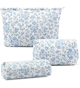 3 Pcs Makeup Bag Cosmetic Bag Set for Girls Women Checkered Travel Organizer Bathroom Toiletry Po...