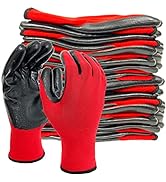 Evridwear Work Gloves with Grip Rubber Coated for Men Women Warehouse Mechanic,12 Pairs Bulk