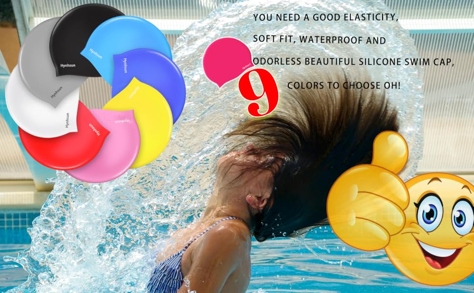 swim cap swimming women caps hair long waterproof girls men black hat braids silicone ear protection