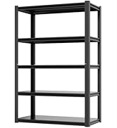 Homdox 72”H Garage Shelving, 1650LBS Heavy Duty Storage Shelves, 5 Tier Adjustable Metal Shelves ...