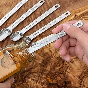 meauring spoons, long measuring spoons, spice jar measuring spoons