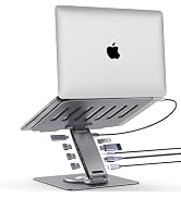 Adjustable Laptop Stand for Desk with Docking Station 9-in-1, Aluminum Laptop Riser with USB Hub,...