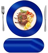 SHACOS 50Pcs Round Blue Placemats, 13" Paper Place Mats Disposable for Dining Table, Charger Plat...