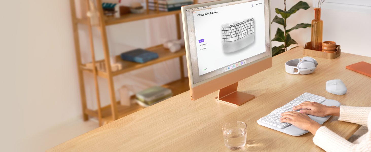 Logitech Wave Keys for Mac Wireless Ergonomic Keyboard with Cushioned Palm Rest