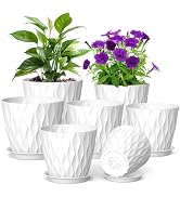 Meowell 7/6.5/6/5.5/5/4.5/4 inch Plant Pots for Indoor Outdoor Plants, 7 Pack Thick Nursery Pots ...