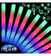 HONLYNE 200PCS Foam Glow Sticks with 3 Modes Colorful Flashing, LED Light Stick Gift, Comes with ...