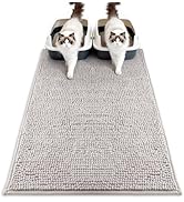 Pieviev Chenille Cat Litter Mat for Litter Box, 36"x30" Soft Ultra Absorbent Mat, Waterproof & No...