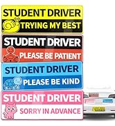 4 Pack Student Driver Magnet for Car, Funny Please Be Patient Sign for Teen & New Drivers, Reflec...