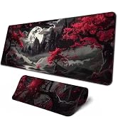 Brecoy Large Mouse Pad, Anime Black Gaming, Extended Kanagawa Mat Desk Pad, 3mm Thick Long Non-Sl...